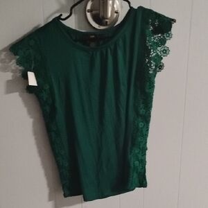 SO Women's Blouse with Lace Detail - Green
